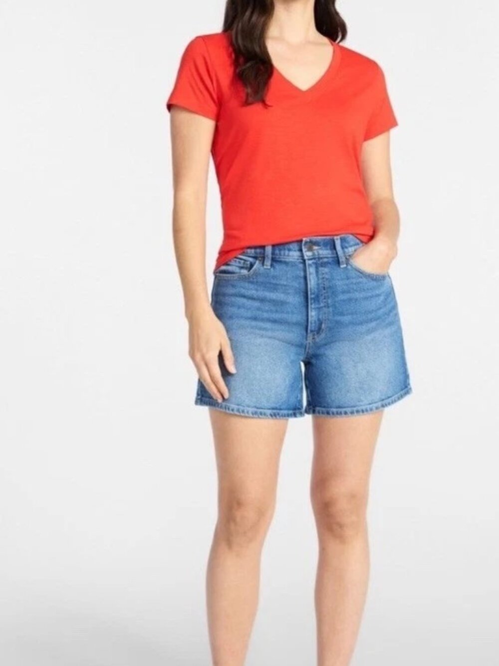 NWT Time and Tru Womens High Rise Denim Core Blue Shorts 5” Inseam Size 20